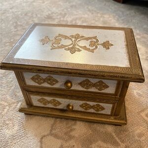 Vintage Gold and White musical Jewelry Box